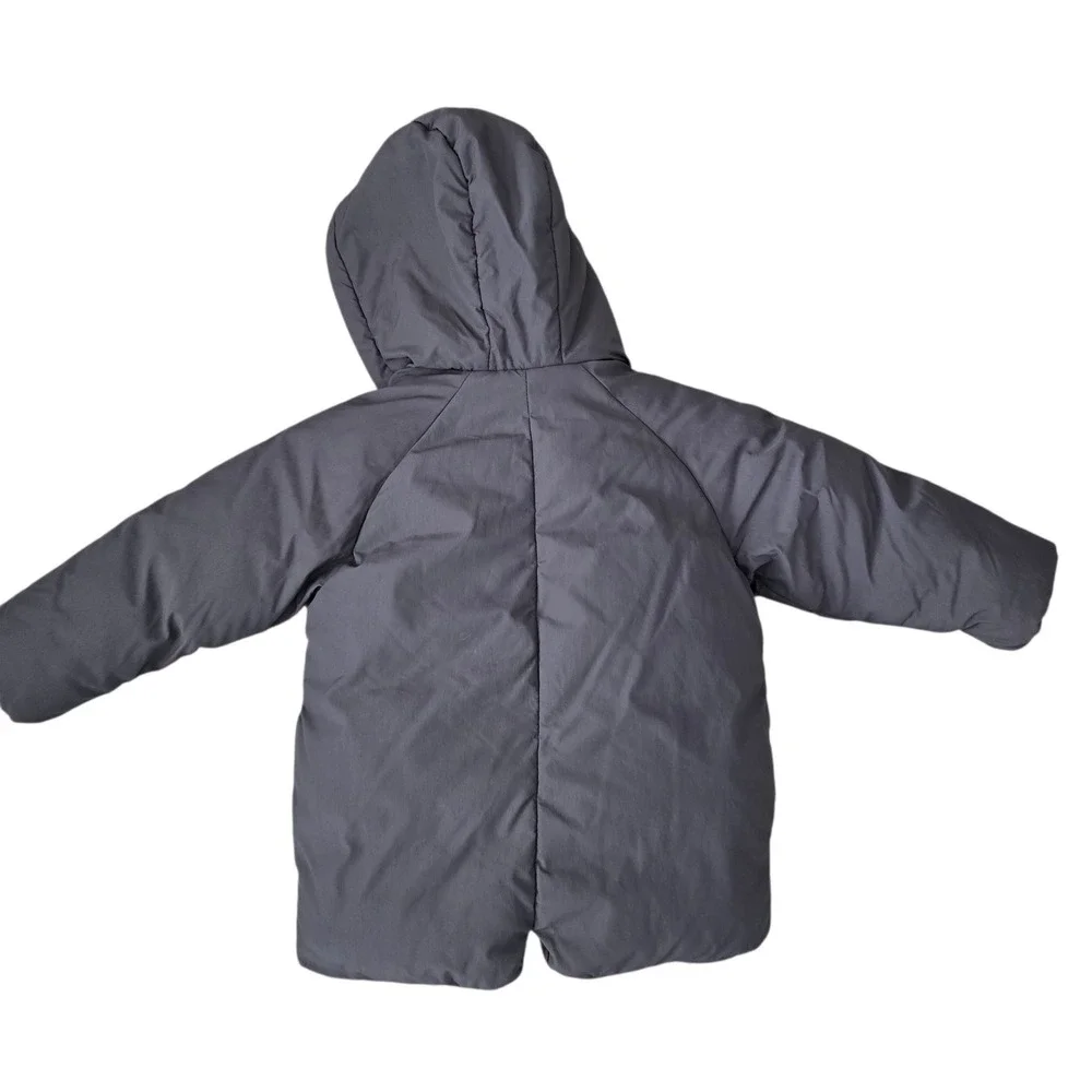 Zara Kids Gray Hooded Puffer Coat Sherpa Lined‎ Size 3-4 Years Unisex